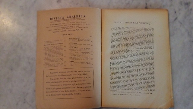 Rivista del collegio araldico. (rivista araldica) vintage giugno-luglio 1948