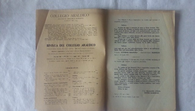 Rivista del collegio araldico. (rivista araldica) vintage luglio 1943