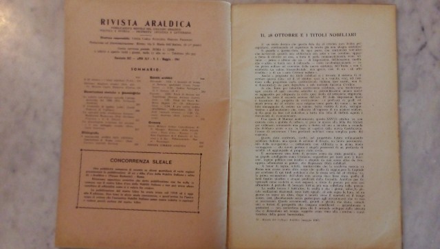Rivista del collegio araldico. (rivista araldica) vintage maggio 1947