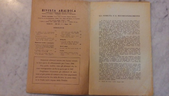 Rivista del collegio araldico. (rivista araldica) vintage maggio 1948
