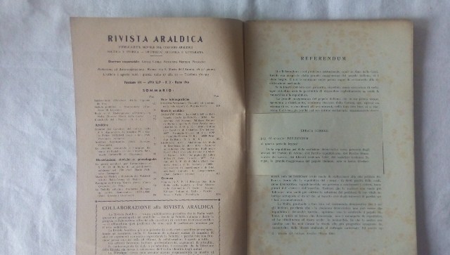 Rivista del collegio araldico. (rivista araldica) vintage marzo 1946