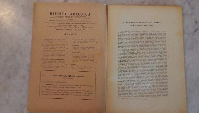 Rivista del collegio araldico. (rivista araldica) vintage marzo 1948