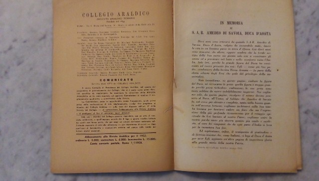 Rivista del collegio araldico. (rivista araldica) vintage marzo 1952