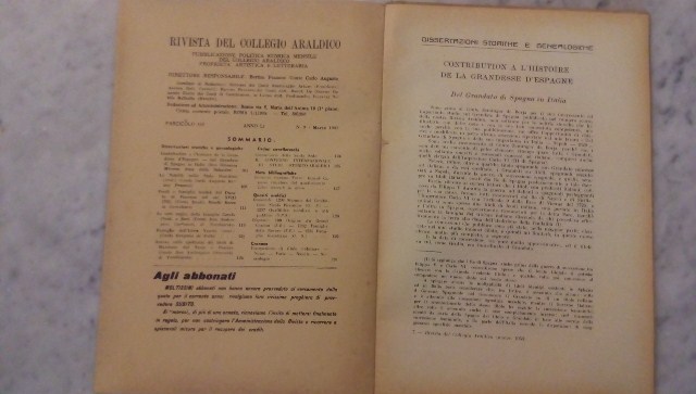 Rivista del collegio araldico. (rivista araldica) vintage marzo 1953