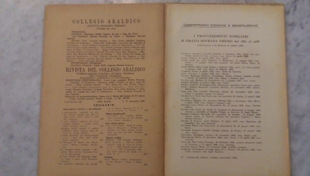 Rivista del collegio araldico. (rivista araldica) vintage novembre 1950 