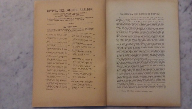 Rivista del collegio araldico. (rivista araldica) vintage novembre 1953