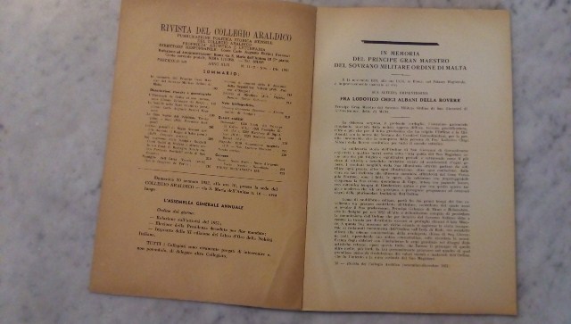 Rivista del collegio araldico. (rivista araldica) vintage novembre-dicembre 1951