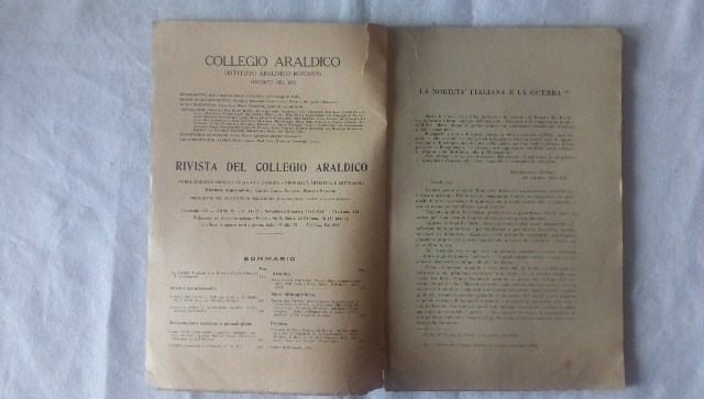 Rivista del collegio araldico. (rivista araldica) vintage novembre e dicembre 1942