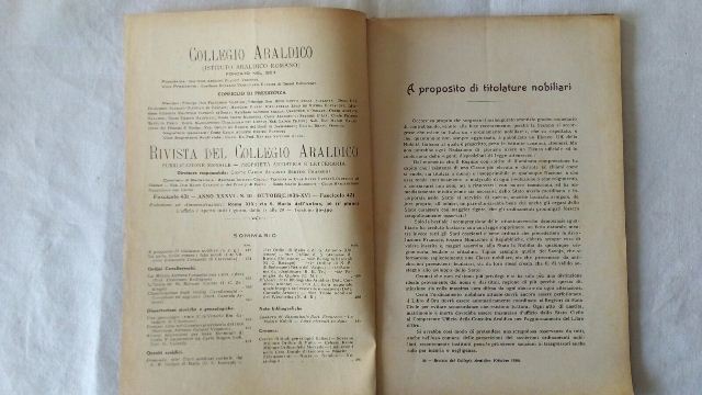 Rivista del collegio araldico. (rivista araldica) vintage ottobre 1938