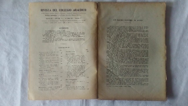 Rivista del collegio araldico. (rivista araldica) vintage ottobre 1945
