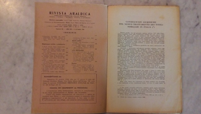 Rivista del collegio araldico. (rivista araldica) vintage ottobre 1948