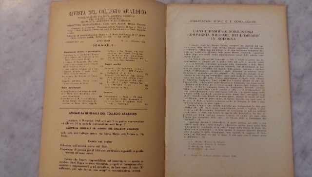 Rivista del collegio araldico. (rivista araldica) vintage ottobre 1949