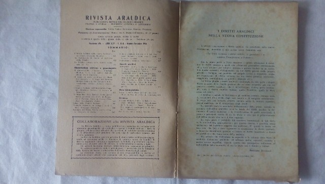 Rivista del collegio araldico. (rivista araldica) vintage ottobre e novembre 1946