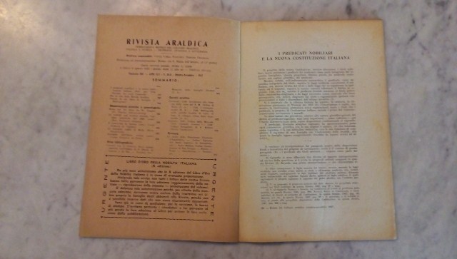 Rivista del collegio araldico. (rivista araldica) vintage ottobre-novembre 1947
