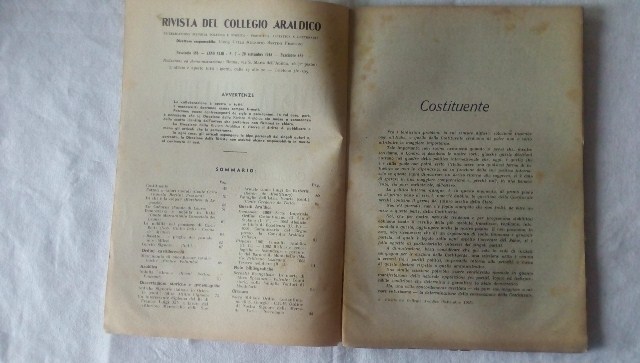 Rivista del collegio araldico. (rivista araldica) vintage settembre 1945
