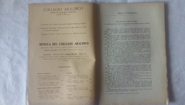 Rivista del collegio araldico. (rivista araldica) vintage settembre e ottobre 1943