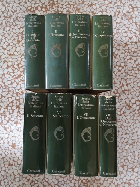 Storia della letteratura italiana Garzanti - Prima edizione anno 1965 8 volumi opera completa dal le origini e il ducento al novencento