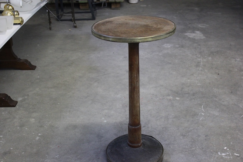 Tavolino in legno e ottone 70,5h 36,5 diametro