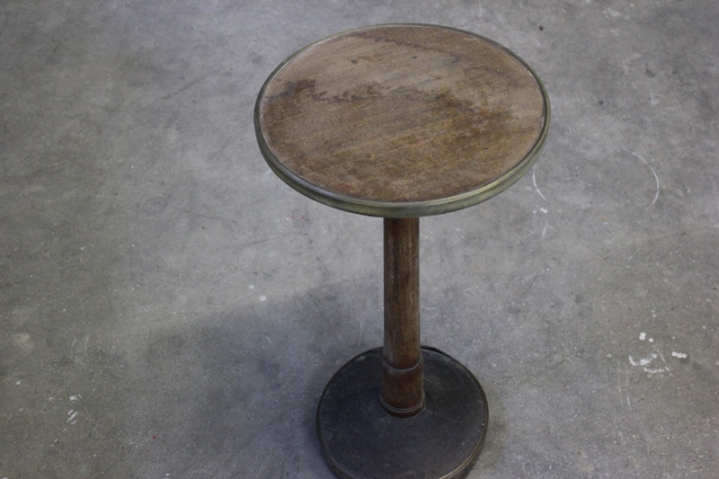 Tavolino in legno e ottone 70,5h 36,5 diametro