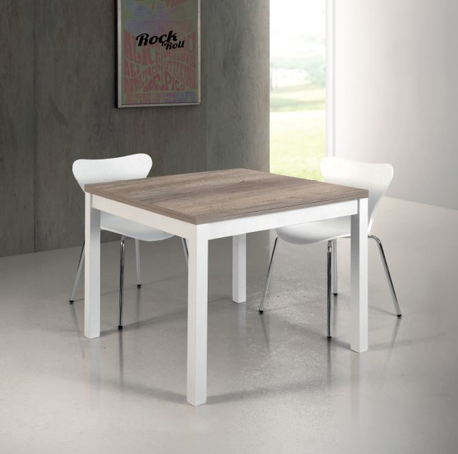 Tavolo cm. 90x90 a libro 839 - Sedia Bianca 777