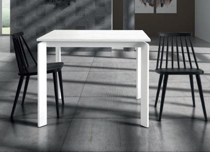 Tavolo cm. 90x90 con 1 all. cm. 60 833 - Sedia 776 nera 775 bianca
