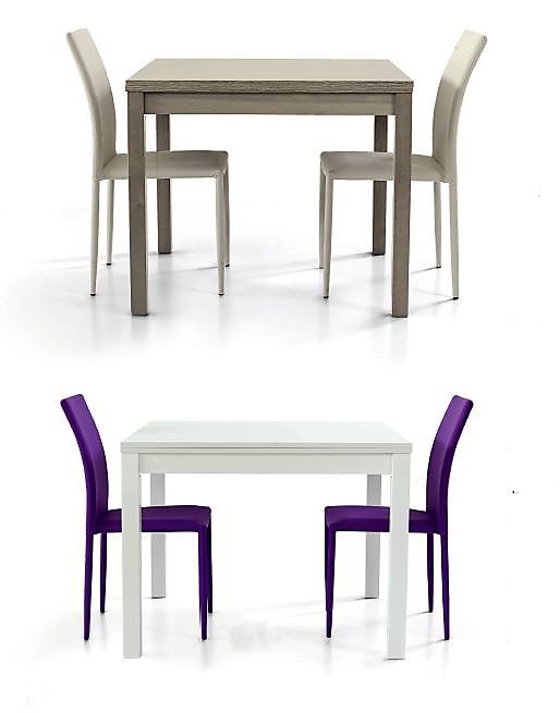 Tavolo rovere grigio bianco frassino a libro 566 - Sedia grigia 622 Sedia viola 621