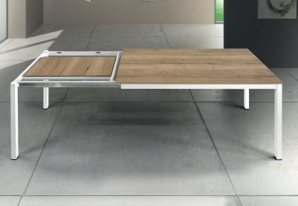 Tavolo rovere nodato allungabile 843 - Sedia trasparente 694 quadrata - 695 rotonda